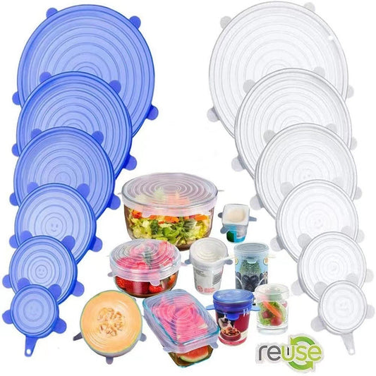 6-Piece Silicone Stretch Lids – Reusable Airtight Food Covers