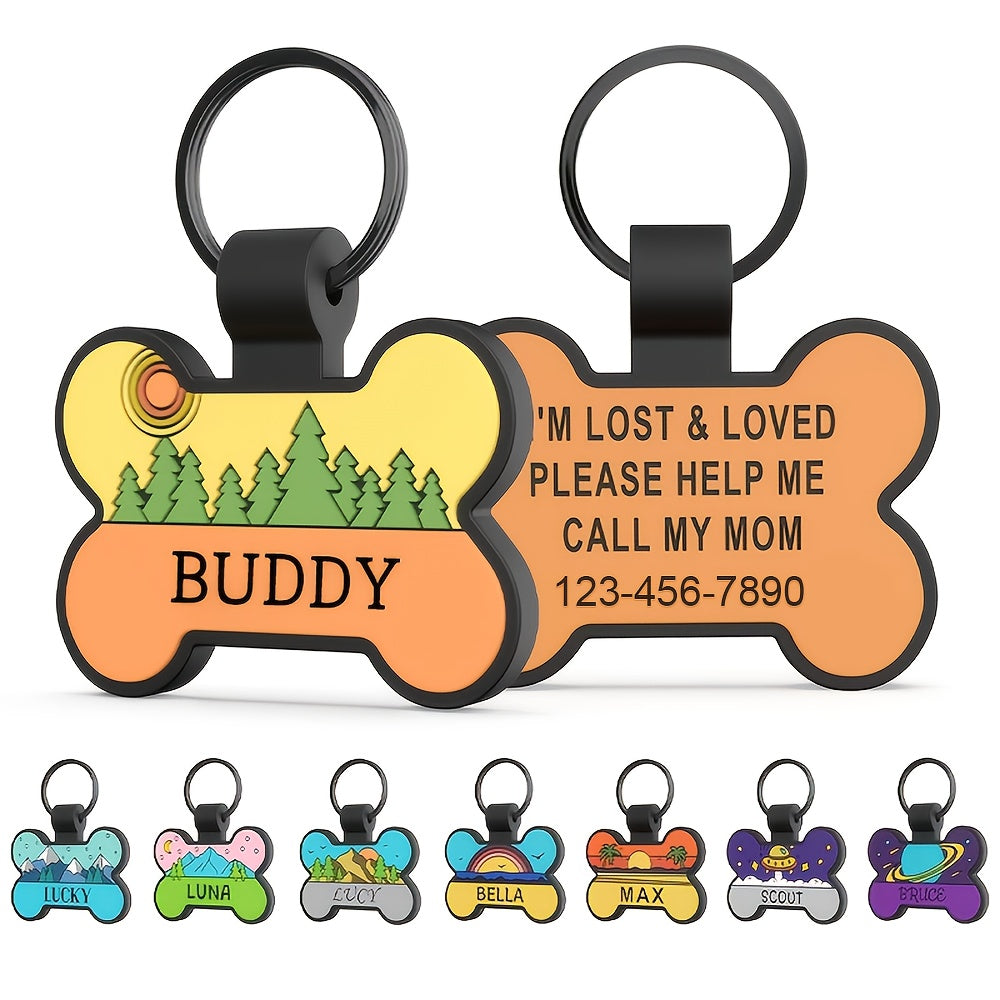 Personalized Silicone Bone-Shaped Pet ID Tag – Silent Engraved Design