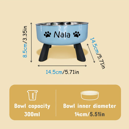 Personalized Elevated Stainless Steel Pet Bowl – Anti-Slip Feeding Bowl