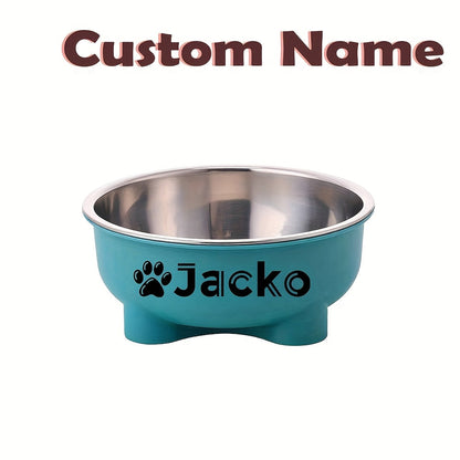 Customizable Plastic Pet Bowl with Personalized Name, Suitable for Dogs and Cats, Detachable Stainless Steel Design for Easy Cleaning, Perfect Pet Keepsake Gift