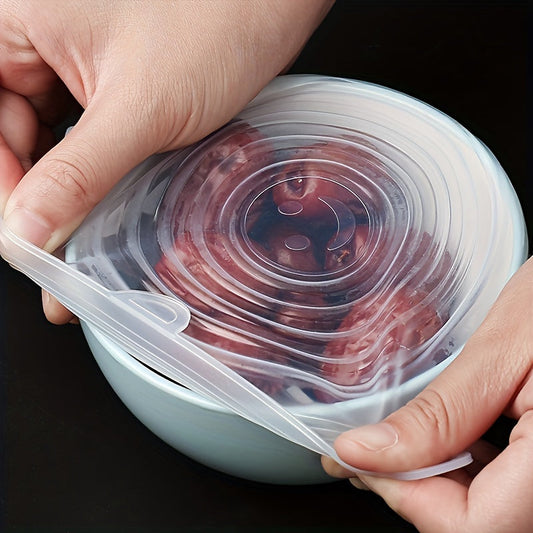 6-Piece Silicone Stretch Lids – Reusable Food Storage Covers