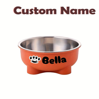 Customizable Plastic Pet Bowl with Personalized Name, Suitable for Dogs and Cats, Detachable Stainless Steel Design for Easy Cleaning, Perfect Pet Keepsake Gift