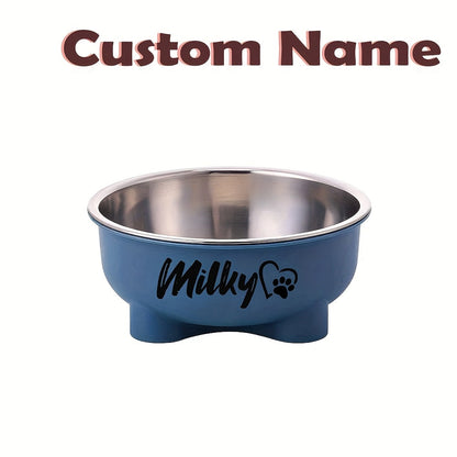Customizable Plastic Pet Bowl with Personalized Name, Suitable for Dogs and Cats, Detachable Stainless Steel Design for Easy Cleaning, Perfect Pet Keepsake Gift