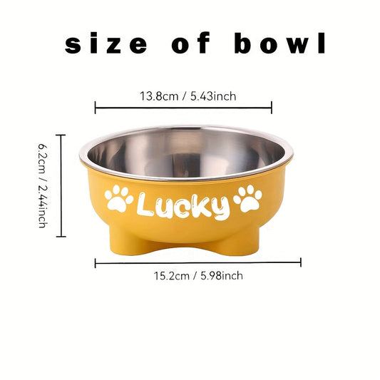 Customizable Plastic Pet Bowl with Personalized Name, Suitable for Dogs and Cats, Detachable Stainless Steel Design for Easy Cleaning, Perfect Pet Keepsake Gift