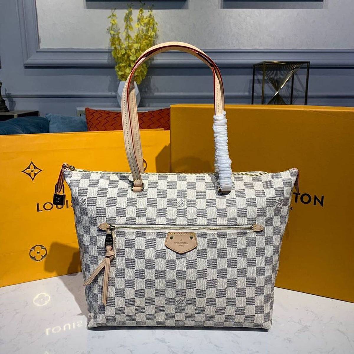Louis Vuitton Iena MM Bag 34cm Damier Azur Canvas Fall/Winter Collection N44040, Beige – product image 1