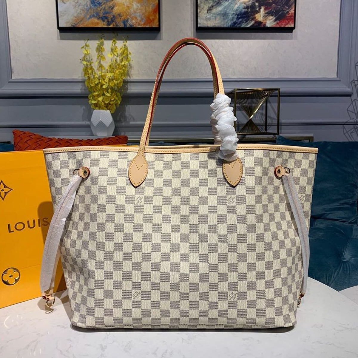 Louis Vuitton Neverfull GM Bag 40cm Damier Azur Canvas Fall/Winter Collection N41360, Beige – product image 2