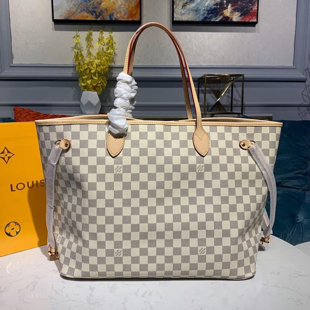 Louis Vuitton Neverfull GM Bag 40cm Damier Azur Canvas Fall/Winter Collection N41360, Beige – product image 3