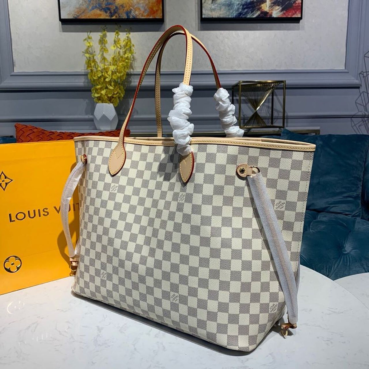 Louis Vuitton Neverfull GM Bag 40cm Damier Azur Canvas Fall/Winter Collection N41360, Beige – product image 4