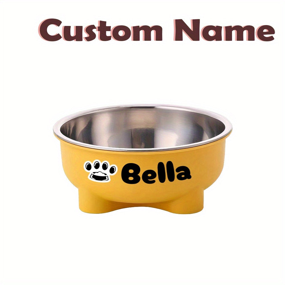 Customizable Plastic Pet Bowl with Personalized Name, Suitable for Dogs and Cats, Detachable Stainless Steel Design for Easy Cleaning, Perfect Pet Keepsake Gift
