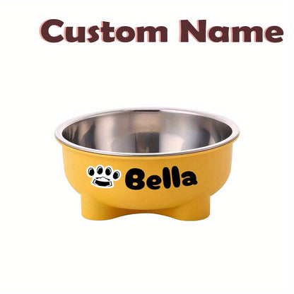 Customizable Plastic Pet Bowl with Personalized Name, Suitable for Dogs and Cats, Detachable Stainless Steel Design for Easy Cleaning, Perfect Pet Keepsake Gift