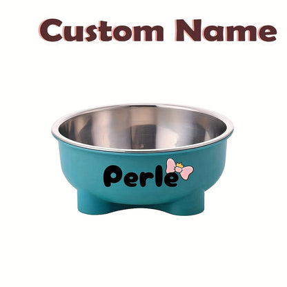 Customizable Plastic Pet Bowl with Personalized Name, Suitable for Dogs and Cats, Detachable Stainless Steel Design for Easy Cleaning, Perfect Pet Keepsake Gift