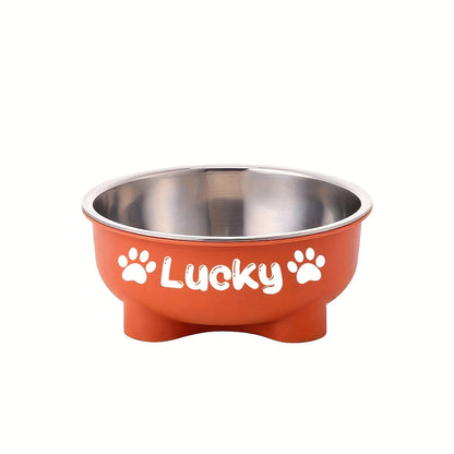 Customizable Plastic Pet Bowl with Personalized Name, Suitable for Dogs and Cats, Detachable Stainless Steel Design for Easy Cleaning, Perfect Pet Keepsake Gift