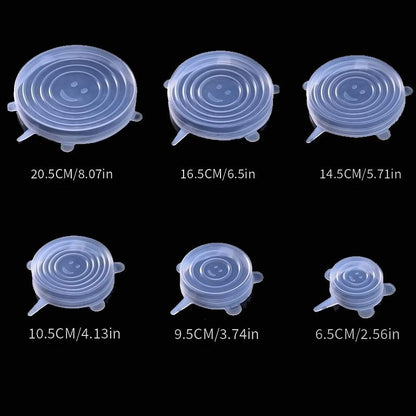 6-Piece Reusable Silicone Stretch Lids – Multi-Size Food Covers
