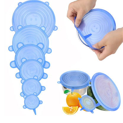 6-Piece Silicone Stretch Lids – Reusable Airtight Food Covers