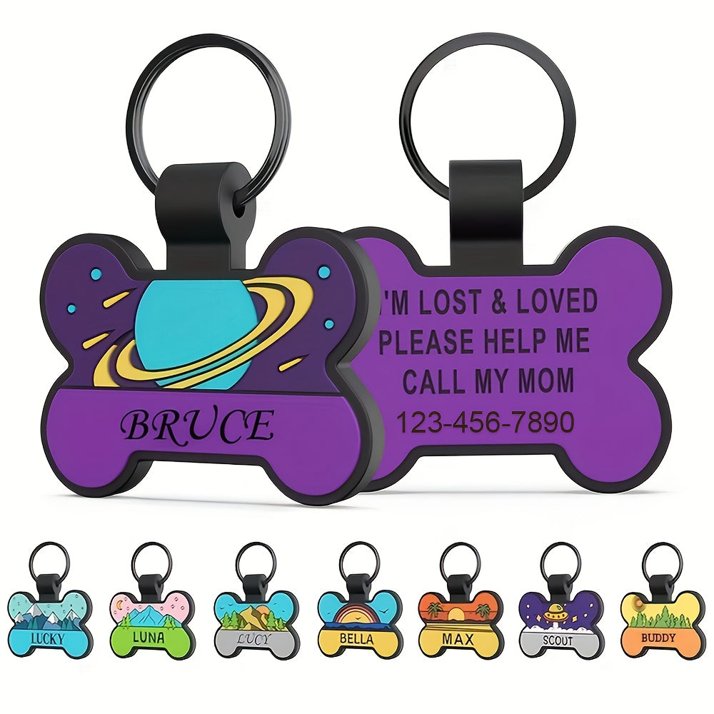 Personalized Silicone Bone-Shaped Pet ID Tag – Silent Engraved Design