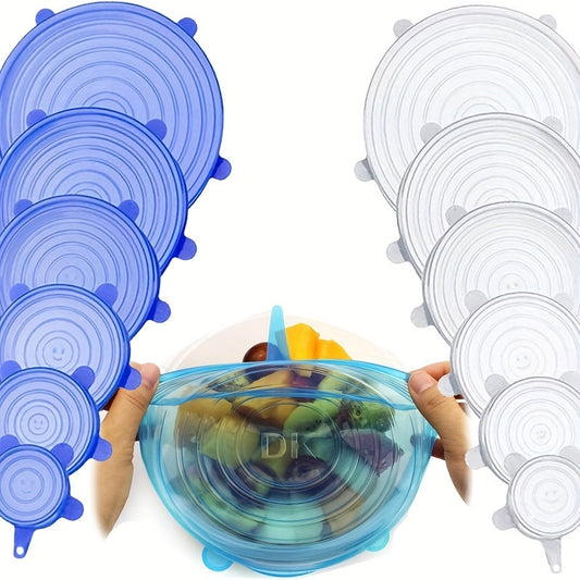 6-Piece Silicone Stretch Lids – Reusable Food Storage Covers