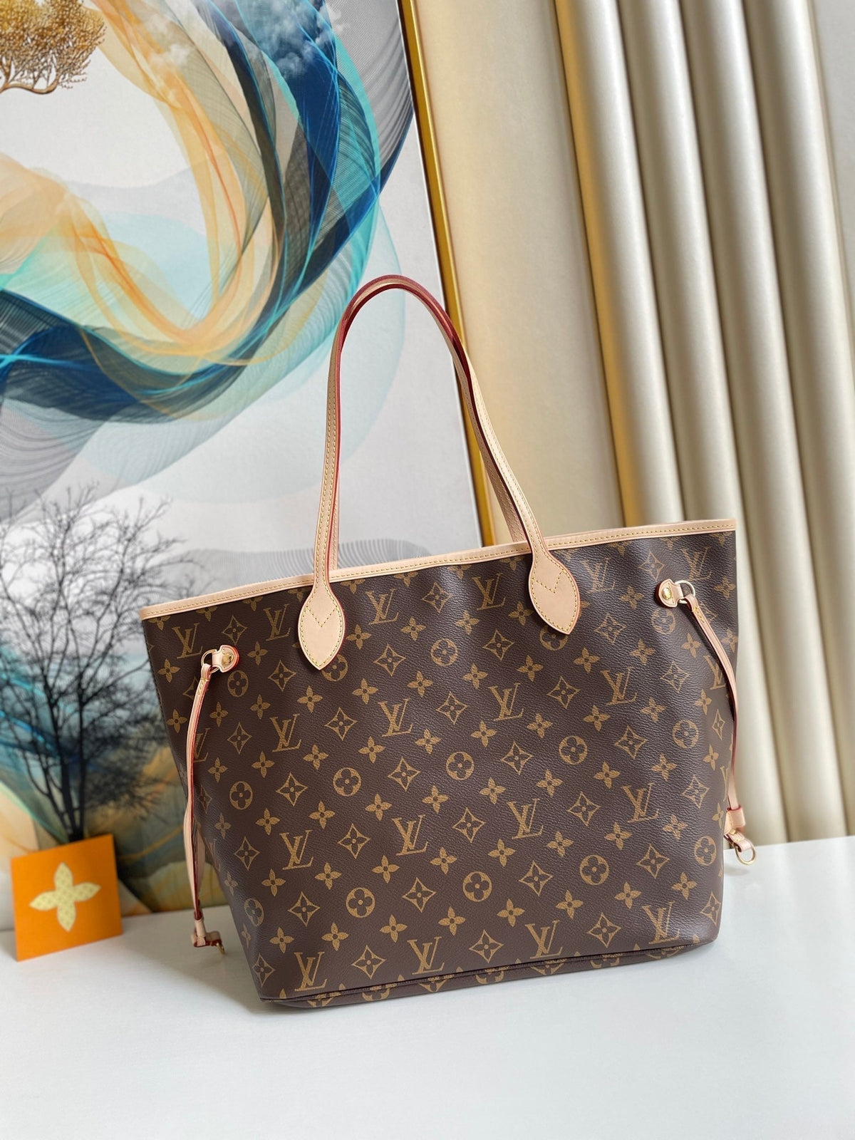 Louis Vuitton Neverfull MM Bag 32cm Damier Azur Canvas Fall/Winter Collection N41361, Red – product image 3