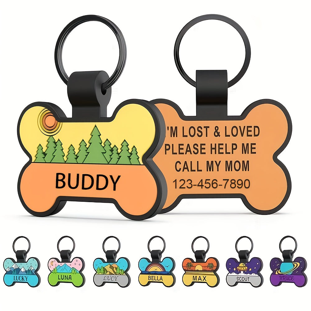 Personalized Silicone Bone-Shaped Pet ID Tag – Silent Engraved Design