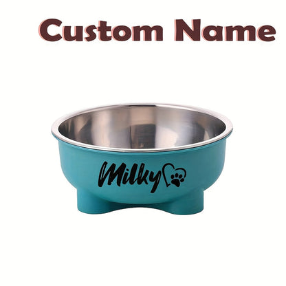 Customizable Plastic Pet Bowl with Personalized Name, Suitable for Dogs and Cats, Detachable Stainless Steel Design for Easy Cleaning, Perfect Pet Keepsake Gift