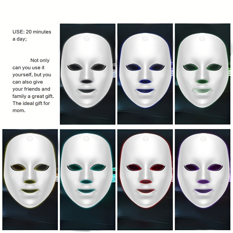 7-Color LED Facial Mask – USB Rechargeable Home Skincare Device