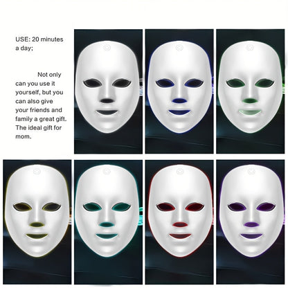 7-Color LED Facial Mask – USB Rechargeable Home Skincare Device