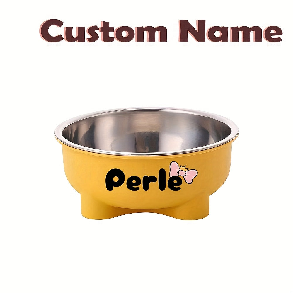 Customizable Plastic Pet Bowl with Personalized Name, Suitable for Dogs and Cats, Detachable Stainless Steel Design for Easy Cleaning, Perfect Pet Keepsake Gift