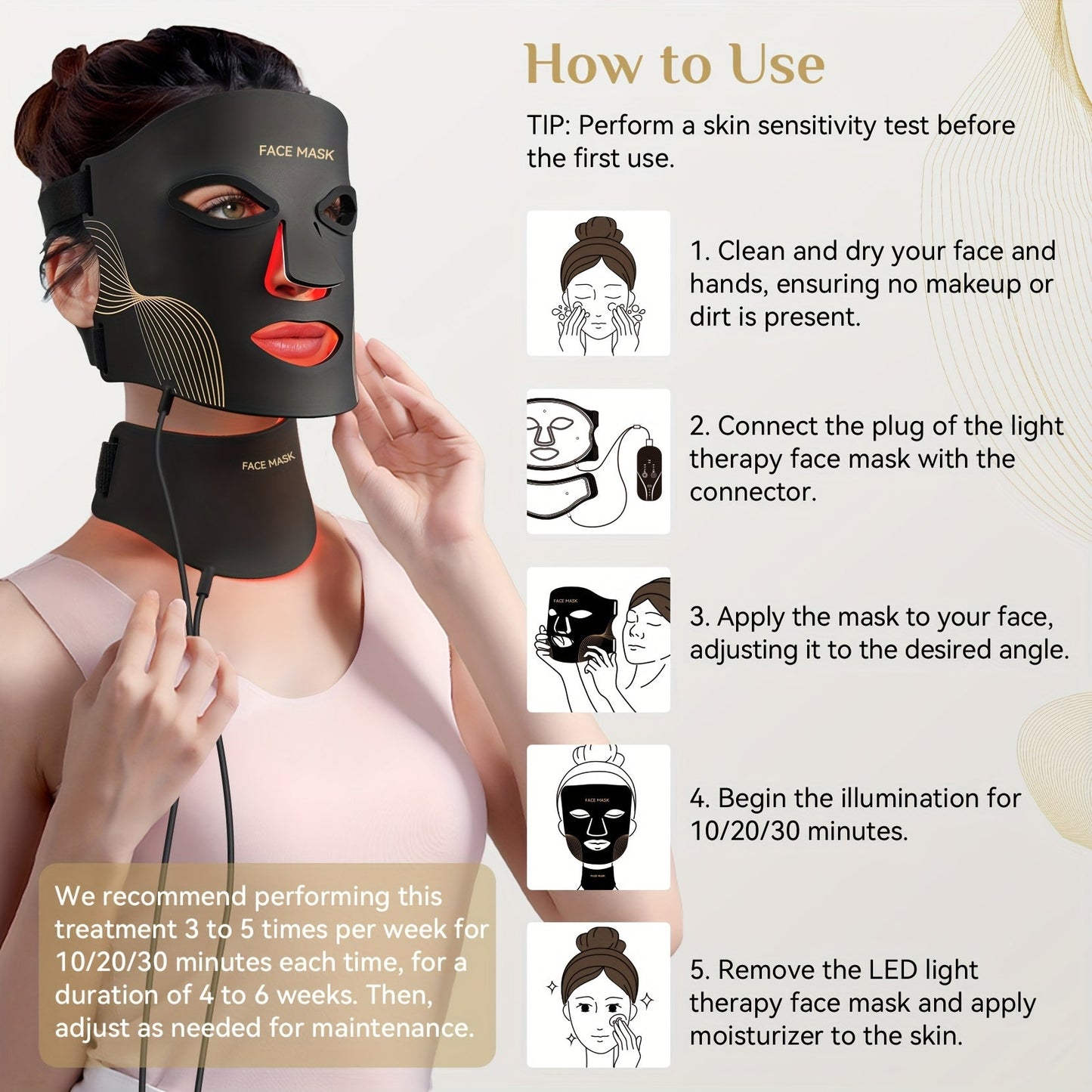 7-Color LED Red Light Therapy Face & Neck Mask – Home Skincare Device
