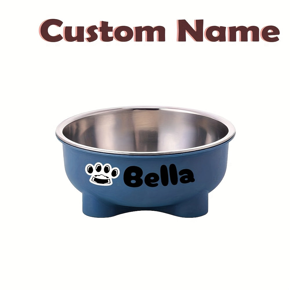 Customizable Plastic Pet Bowl with Personalized Name, Suitable for Dogs and Cats, Detachable Stainless Steel Design for Easy Cleaning, Perfect Pet Keepsake Gift
