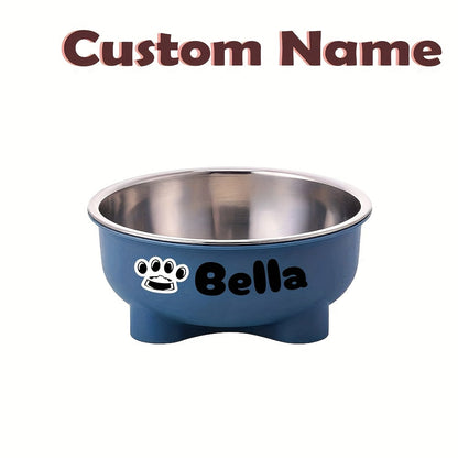 Customizable Plastic Pet Bowl with Personalized Name, Suitable for Dogs and Cats, Detachable Stainless Steel Design for Easy Cleaning, Perfect Pet Keepsake Gift