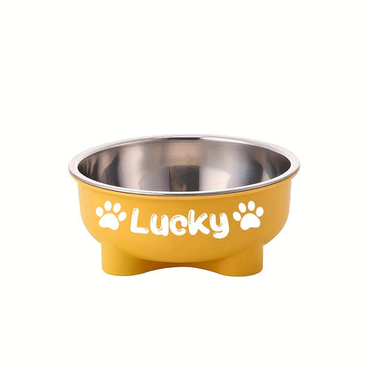 Customizable Plastic Pet Bowl with Personalized Name, Suitable for Dogs and Cats, Detachable Stainless Steel Design for Easy Cleaning, Perfect Pet Keepsake Gift