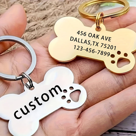Personalized Stainless Steel Pet ID Tag – Engraved Name & Phone Number