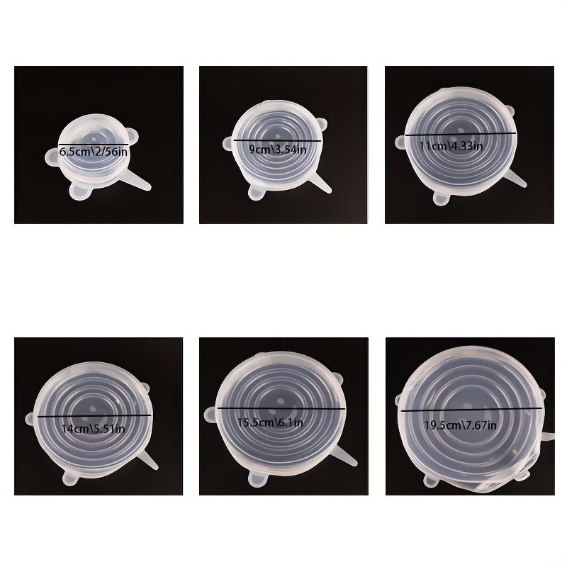 6-Piece Silicone Stretch Lids – Reusable Food Storage Covers