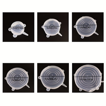 6-Piece Silicone Stretch Lids – Reusable Food Storage Covers