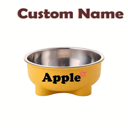 Customizable Plastic Pet Bowl with Personalized Name, Suitable for Dogs and Cats, Detachable Stainless Steel Design for Easy Cleaning, Perfect Pet Keepsake Gift