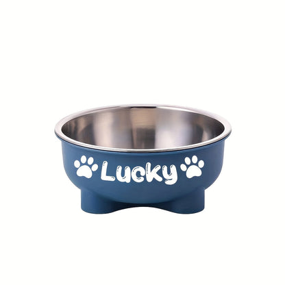 Customizable Plastic Pet Bowl with Personalized Name, Suitable for Dogs and Cats, Detachable Stainless Steel Design for Easy Cleaning, Perfect Pet Keepsake Gift