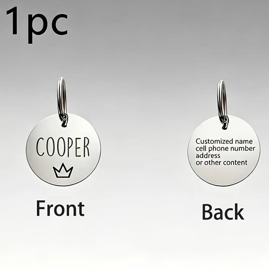 Personalized Stainless Steel Pet ID Tag – Double-Sided Engraving