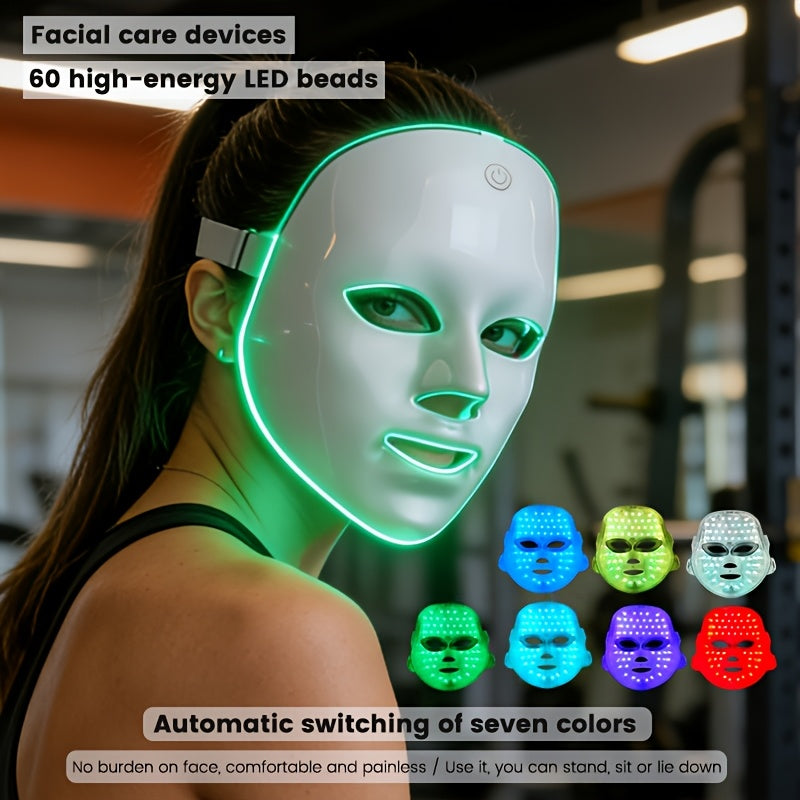 7-Color LED Facial Mask – USB Rechargeable Home Skincare Device
