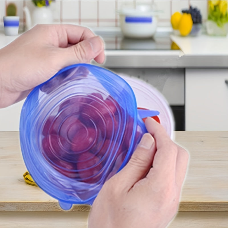 6-Piece Universal Silicone Stretch Lids – Reusable Food Covers