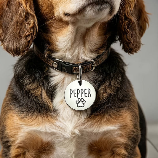 Personalized Stainless Steel Pet ID Tag – Double-Sided Engraving