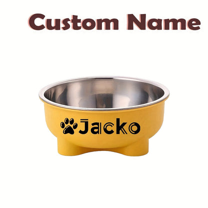 Customizable Plastic Pet Bowl with Personalized Name, Suitable for Dogs and Cats, Detachable Stainless Steel Design for Easy Cleaning, Perfect Pet Keepsake Gift