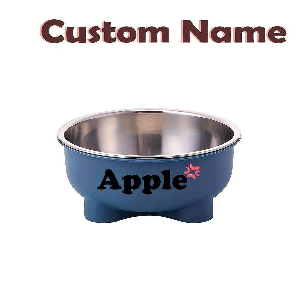 Customizable Plastic Pet Bowl with Personalized Name, Suitable for Dogs and Cats, Detachable Stainless Steel Design for Easy Cleaning, Perfect Pet Keepsake Gift