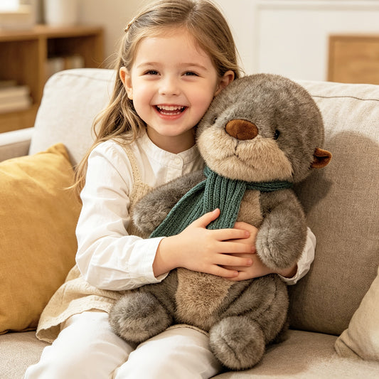Large Weighted Sea Otter Plush – Soft Scarf Cuddle Toy