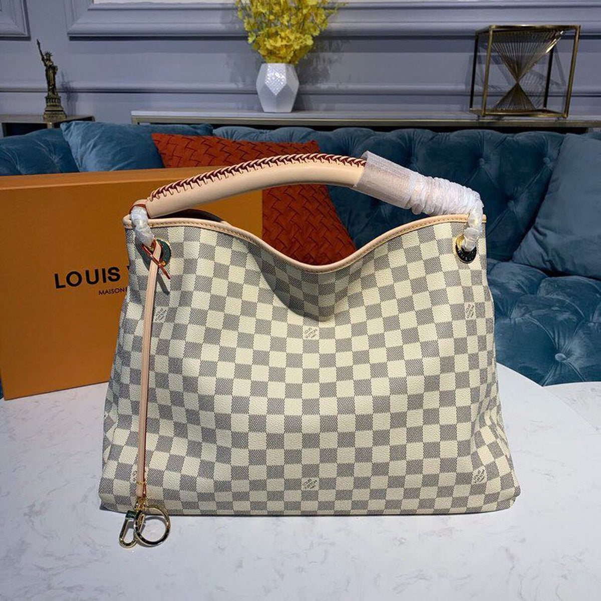 Louis Vuitton Artsy MM Bag 42cm Damier Azur Canvas Spring/Summer Collection N41174, Beige – product image 1
