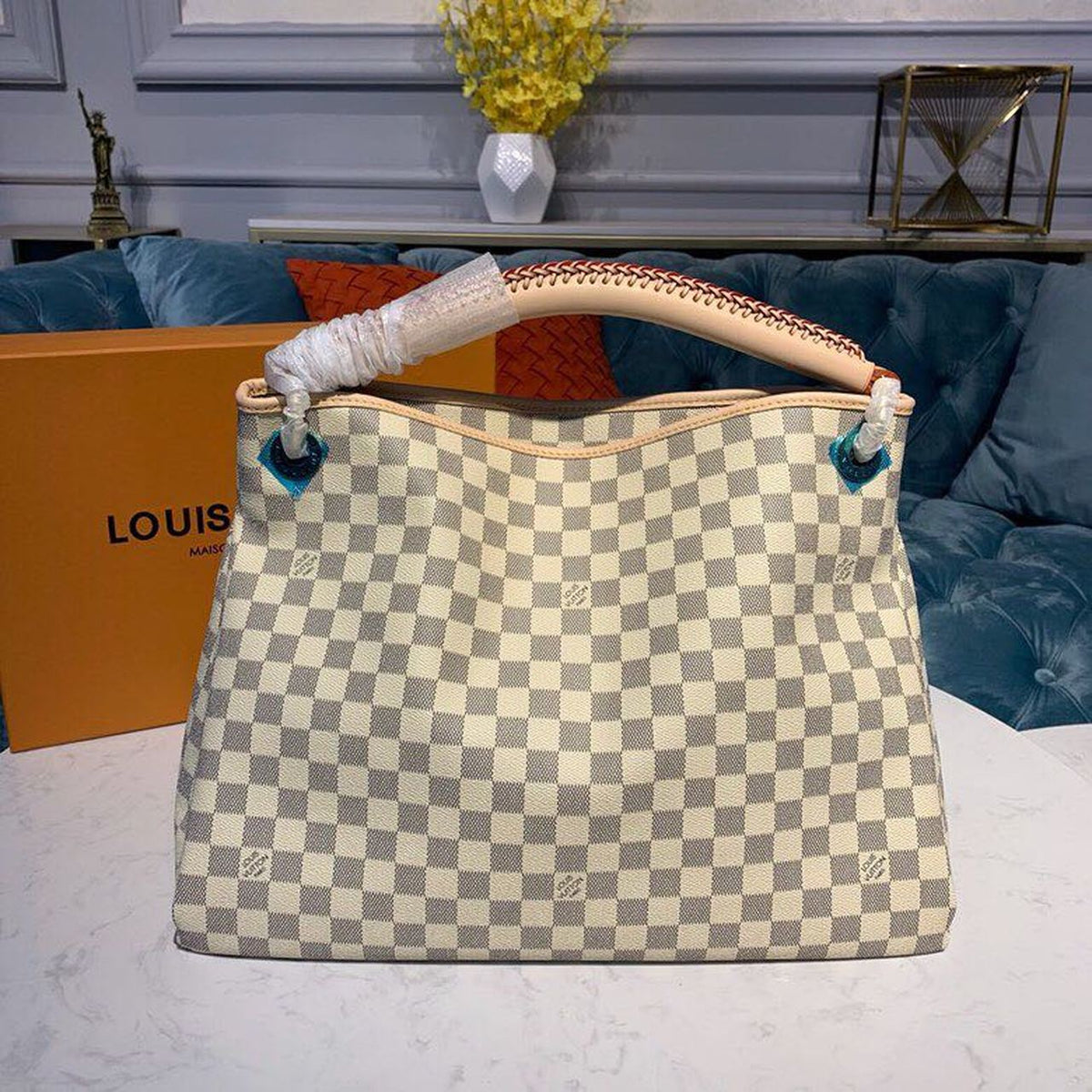 Louis Vuitton Artsy MM Bag 42cm Damier Azur Canvas Spring/Summer Collection N41174, Beige – product image 4