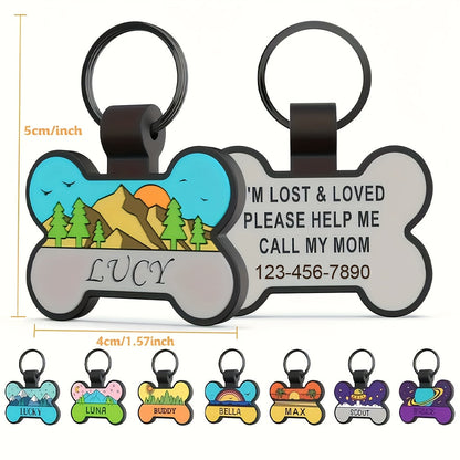 Personalized Silicone Bone-Shaped Pet ID Tag – Silent Engraved Design