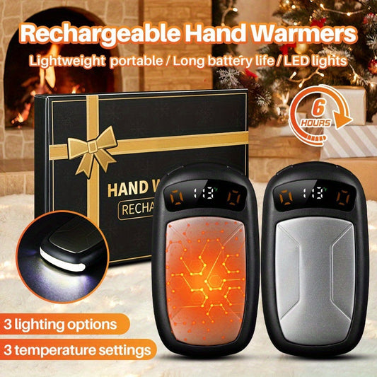Rechargeable Hand Warmers 2-Pack with COB Light – 12H Heat