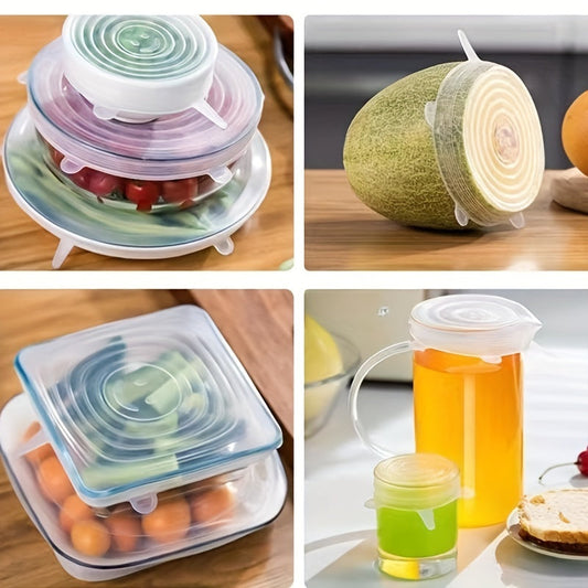 6-Piece Silicone Stretch Lids – Reusable Food Storage Covers