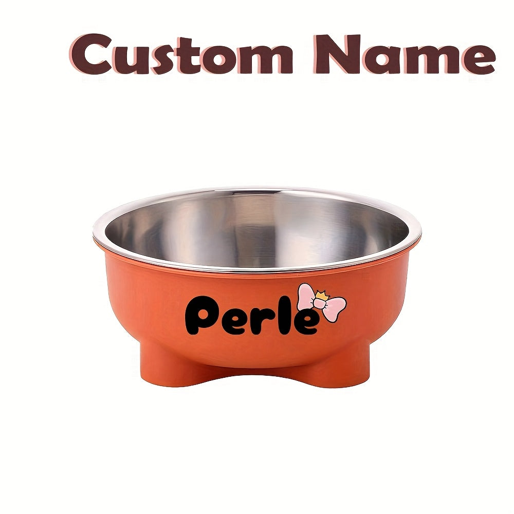 Customizable Plastic Pet Bowl with Personalized Name, Suitable for Dogs and Cats, Detachable Stainless Steel Design for Easy Cleaning, Perfect Pet Keepsake Gift