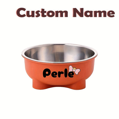Customizable Plastic Pet Bowl with Personalized Name, Suitable for Dogs and Cats, Detachable Stainless Steel Design for Easy Cleaning, Perfect Pet Keepsake Gift