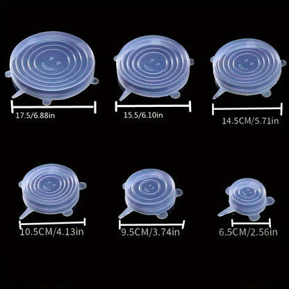 6-Piece Universal Silicone Stretch Lids – Reusable Food Covers
